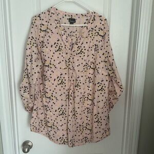 Pink Dot V-Neck Blouse